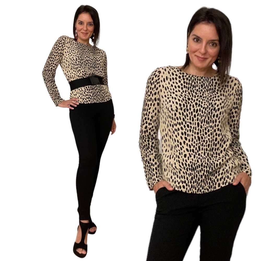 J.Crew Cheetah Print Long Sleeve Blouse